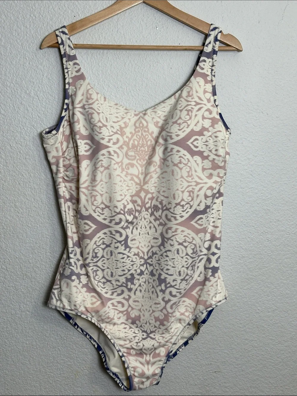 Lands End‎ One Piece Swimsuit Padded Cream Womens 16 L Swimwear